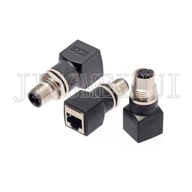 Industrial 4Pin 8 Pin to RJ45 Network Ethernet Rail Transit Signal Adapter M12 Aviator Connector D-coded 8Pin X Buckle Coding