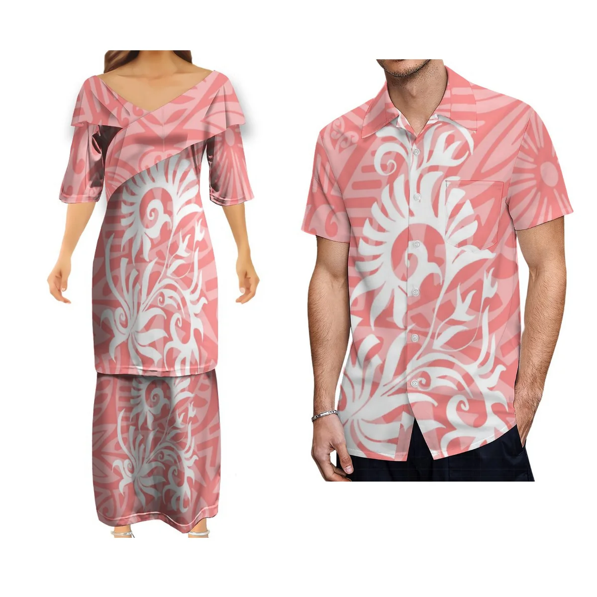 

2023 Women's High Quality Polynesian Dress and Men's Aloha Shirt Polynesian Fashion 9XL couple Free shipping