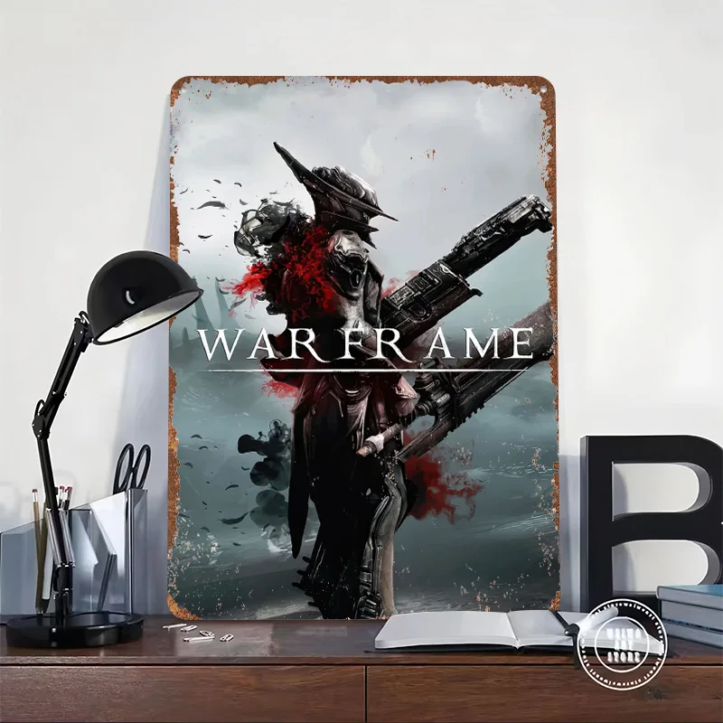 Warframe Poster Customized Vintage Metal Signs Wall Art Retro Tin Plaque for Bathroom Decor Room Accessories Gaming Decoration