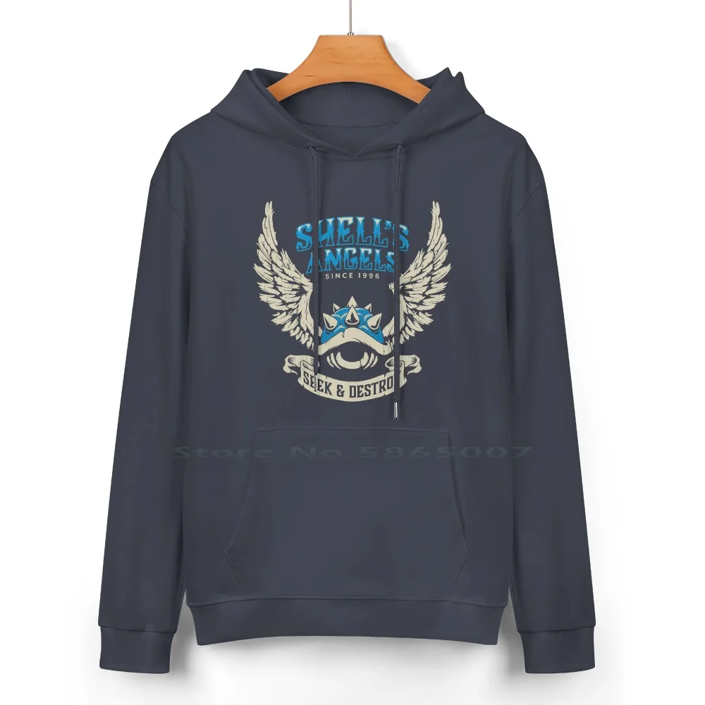 Shell's Angels Pure Cotton Hoodie Sweater 24 Colors Kart Blue Shell Video Games 100% Cotton Hooded Sweatshirt For Women Men