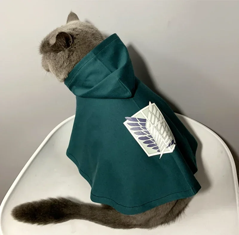 「進撃の巨人」ペット用調査兵団のマント、犬や猫の写真撮影用、コスプレ衣装、小道具、グッズ、クリスマスギフト。