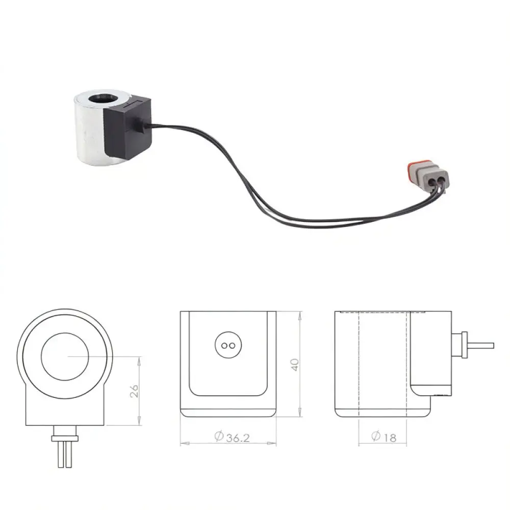 Universal Engineering Equipment Solenoid Coil For Hydraulic Valve 19mm Inner Hole 51mm Height Construction Machinery Part