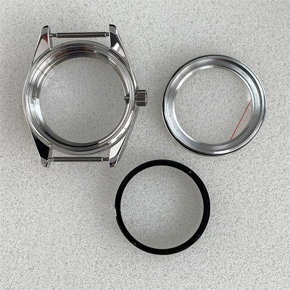 Set di cinturini in pelle con cassa in acciaio inossidabile da 38mm, cassa dell'orologio in vetro zaffiro per movimento NH35 NH36/4R/7S
