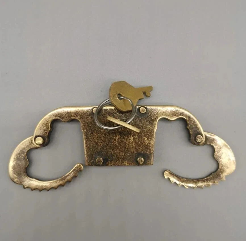 collection brass Republic of China period handcuffs small crafts statue