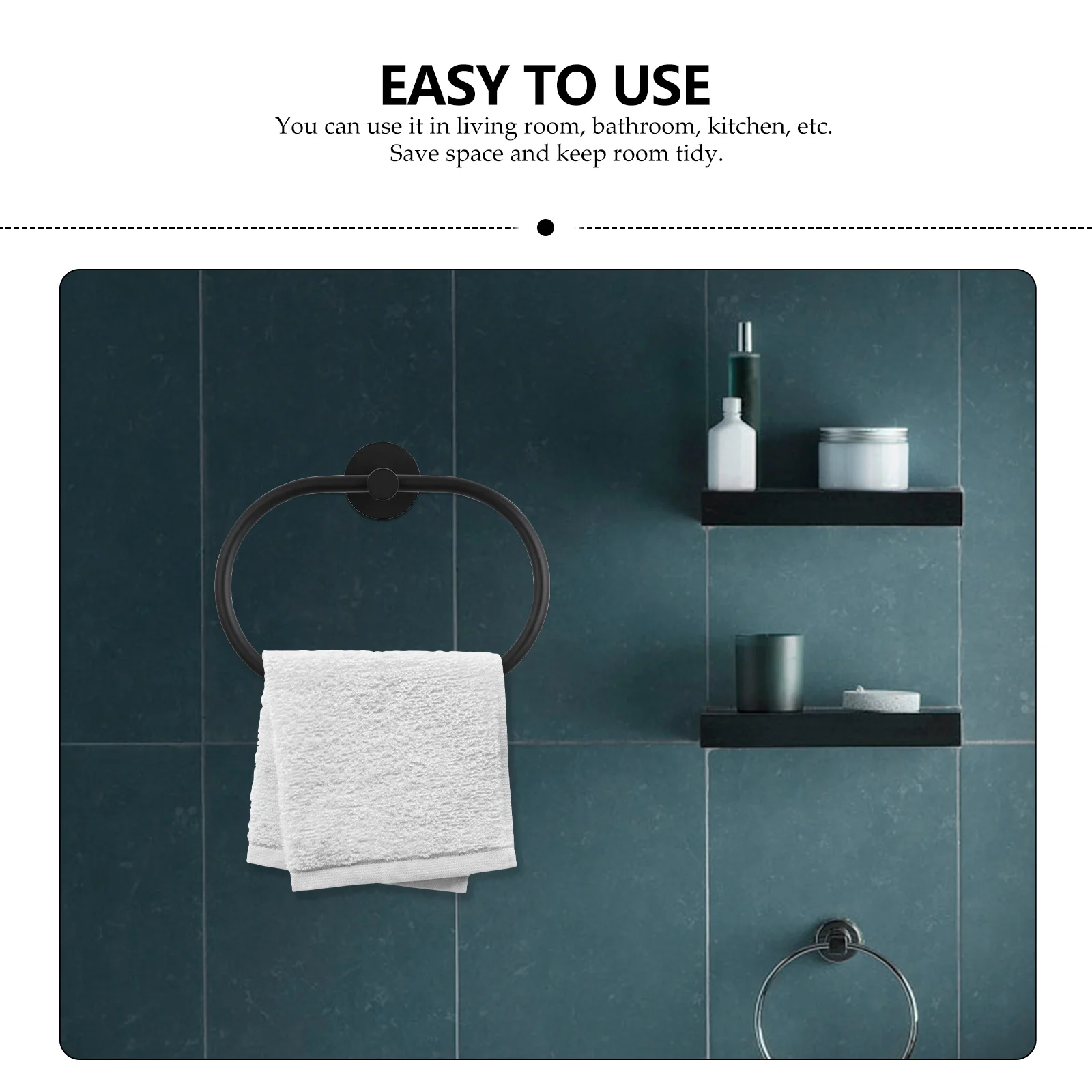 

1 Set Premium Stainless Steel Towel Ring Space Saving Rust Resistant Sturdy Smooth Edge For Bathroom Kitchen Wall Door Towel