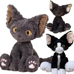 German Devon Rex Plush Toy Stuffed Kawaii Black Cat Black White Kitten Plushie for Kids Soft Toys for Kids Birthday