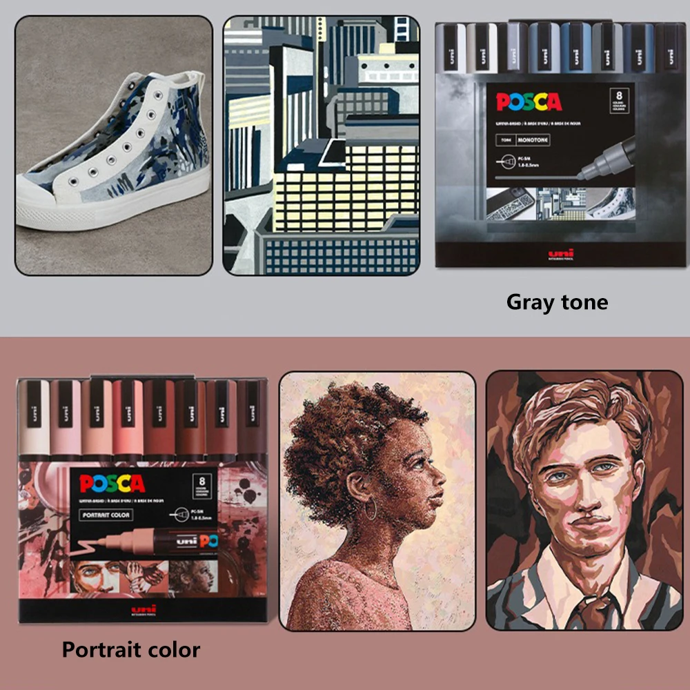 8 قطعة مجموعة علامات UNI اليابانية الجديدة POSCA المحدودة PC-5M الاكريليك البوب المشارك الإعلان الرسم الكتابة على الجدران مانغا اللوازم المدرسية الفنية