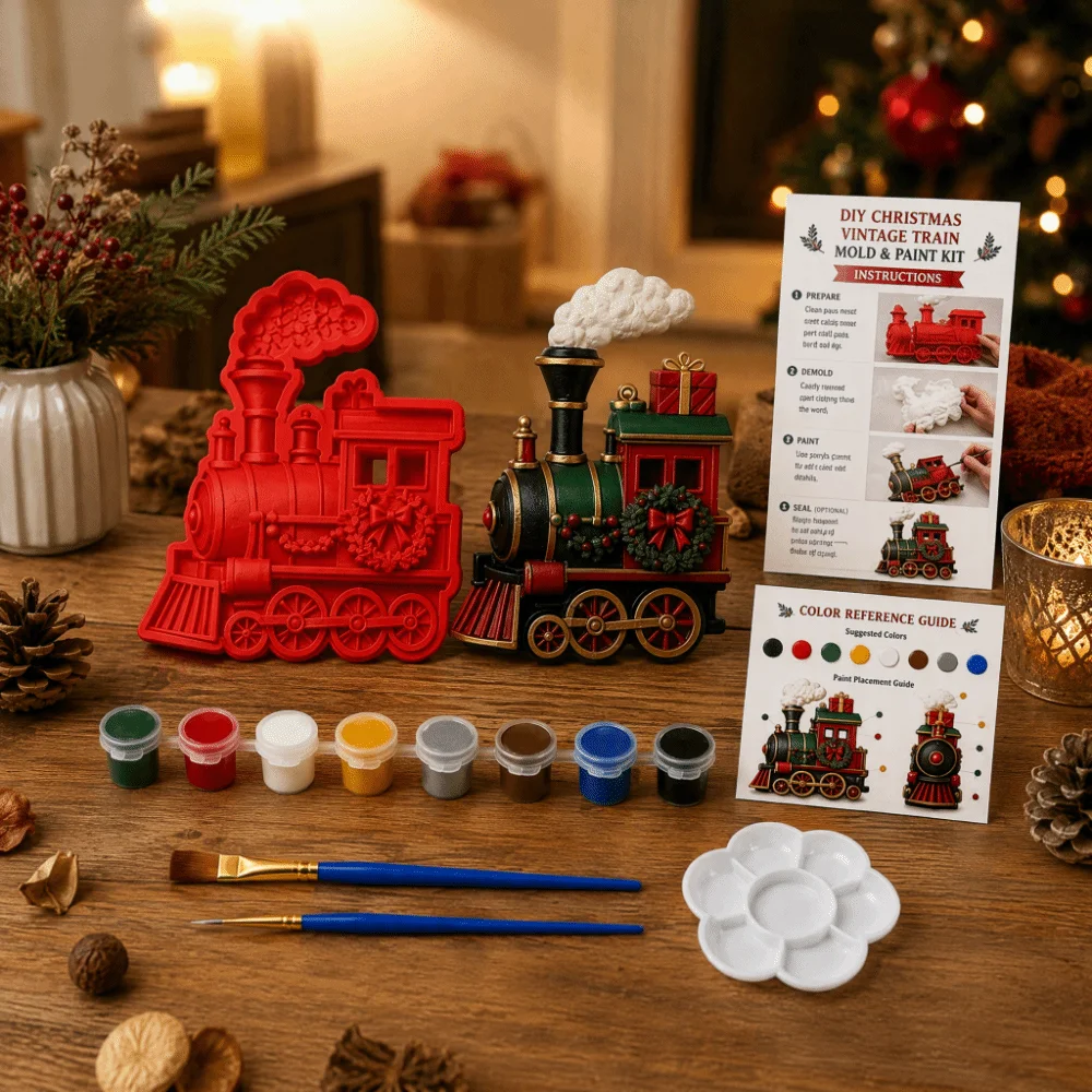 Gypsum Casting Christmas Mold Christmas Craft Kit Pigment Set Plaster Casting Mold Coloring Craft Set Handmade Craft