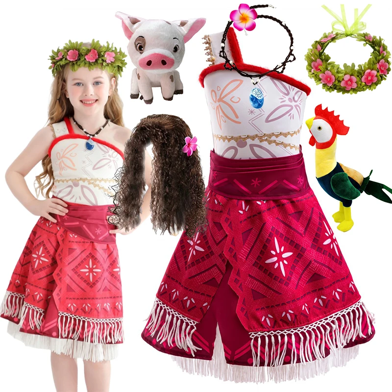 Moana 2 Moive Girls Princess Role Playing Vaiana Dresses Children Christmas Halloween Party Dress Girls Casual Fancy Clothes 12T