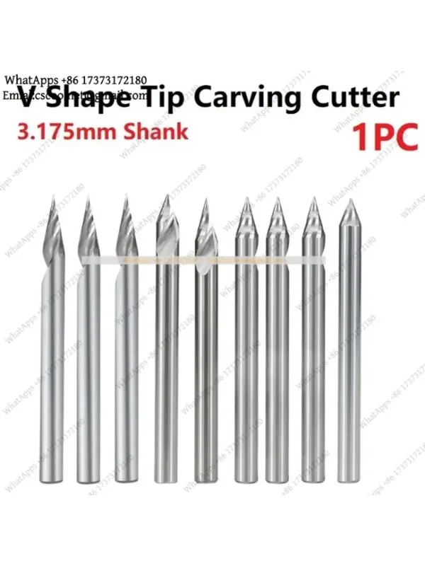 JS03 1pc 3.175mm Shank V Groove Carving Cutter 20 30 45 60 Degree Milling Tool Tungsten Carbide Router Bit for PCB 3D Engraving