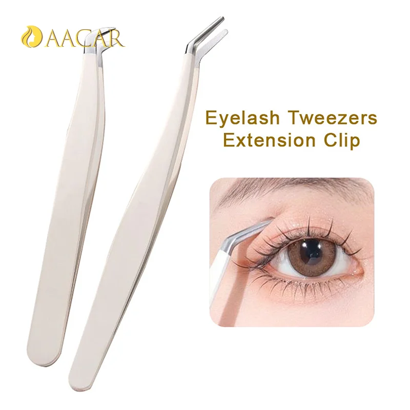 Eyelash Tweezer Extension Clip Stainless Steel Anti-Static Superhard High Precision Tweezer With Fiber Tips Makeup Tool 4 Styles