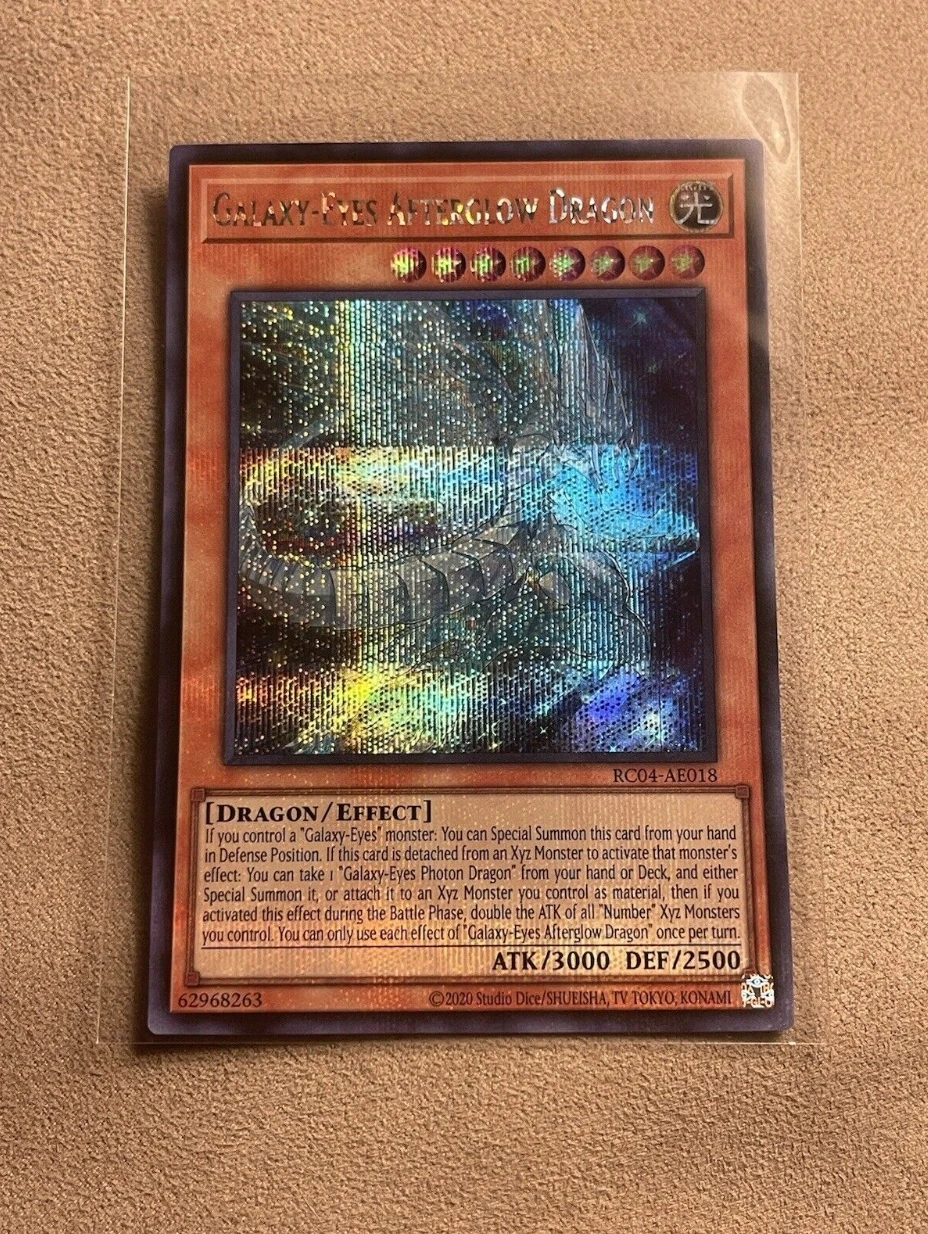 Yugioh KONAMI Duel Monsters RC04-AE018 Galaxy-Eyes Afterglow Dragon Secret Rare Asian English Collection Mint Card