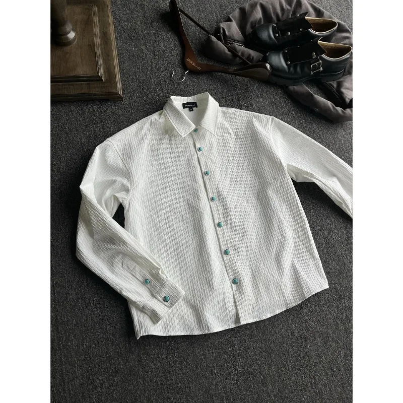 Men's long sleeved shirt summer new fashionable casual outdoor long sleeved shirt men's pleated shirt jacket