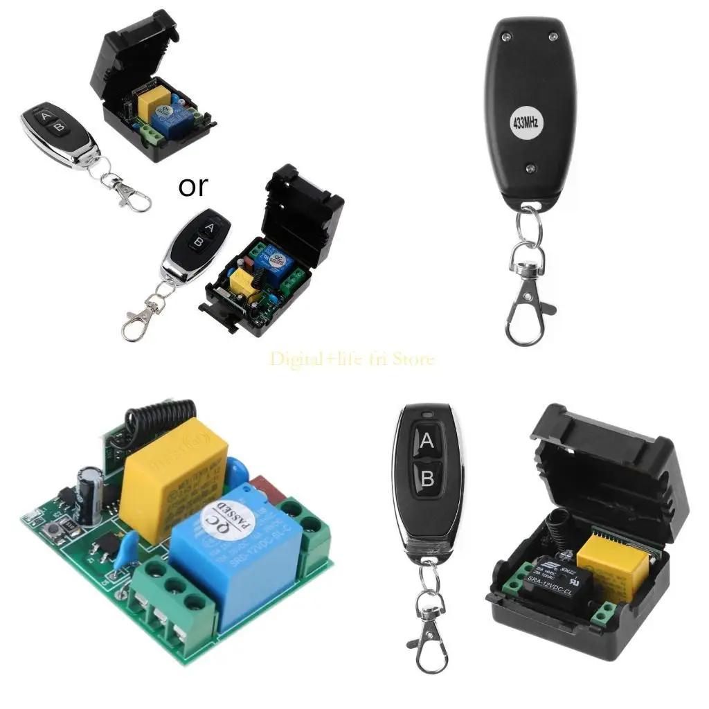 E06D RF Transmitter 433 Mhz Wireless Remote Control Switch 110V-220V 1CH Receiver Module 1 Channel for Garage Curtain