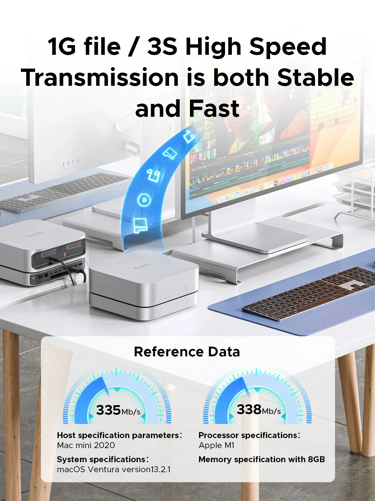 ORICO StudioLink custodia per disco rigido esterno SATA da 2.5 pollici da USB 3.2 a SATA 10Gbps per Mac mini con espansione Docking Station