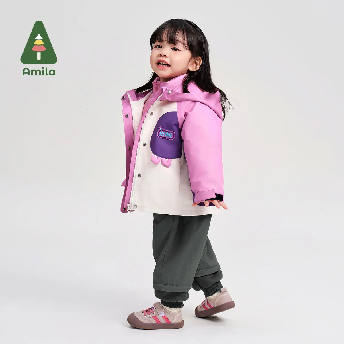 Amila Baby Down Jacket 2024 Winter New Contrast Color Boys And Girls White Duck Down Contrast Color Children\'s Two-Piece Set