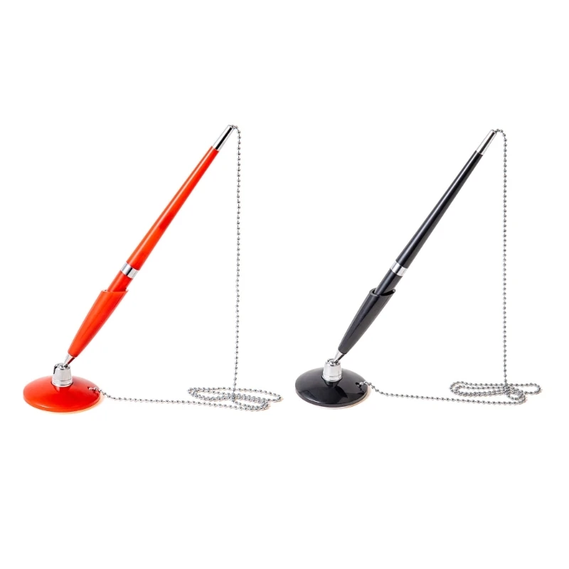 Business Counter Pen Set with Ball Chain Adhesive Bottom Prevent Pen Loss Counter Security Pen, Pen Holder Desktop Pens