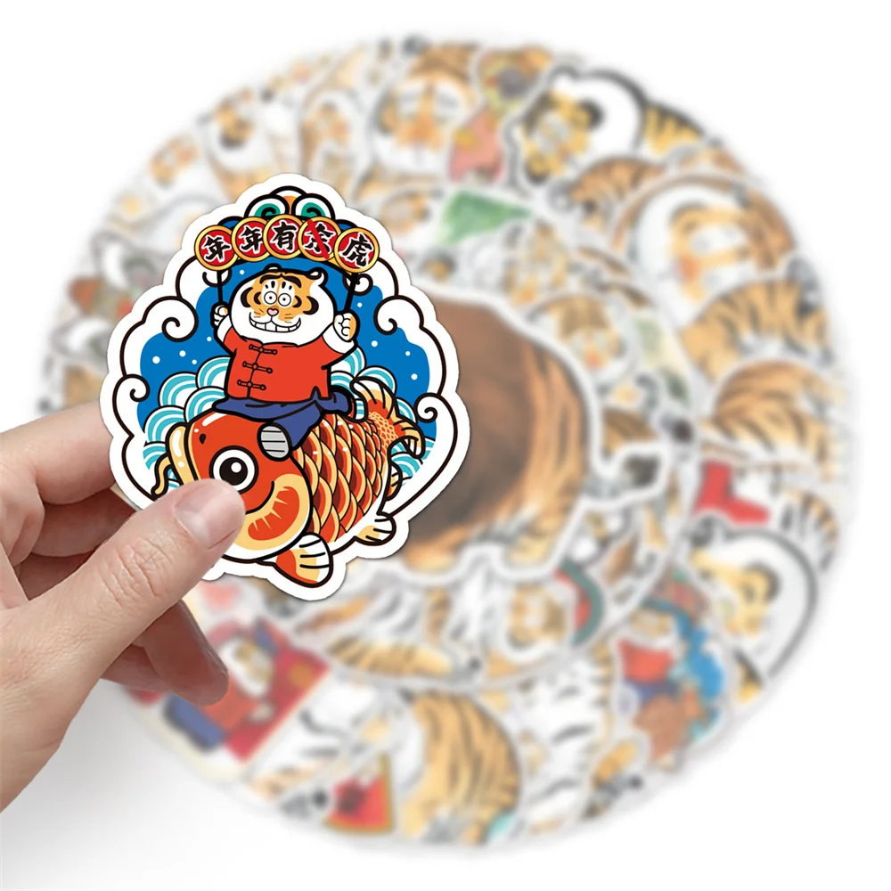 10/30/50PCS Cute Fat Tiger Graffiti Waterproof Sticker Decoration Bicycle Suitcase Laptop Gift PVC Tiger Sticker Wholesale