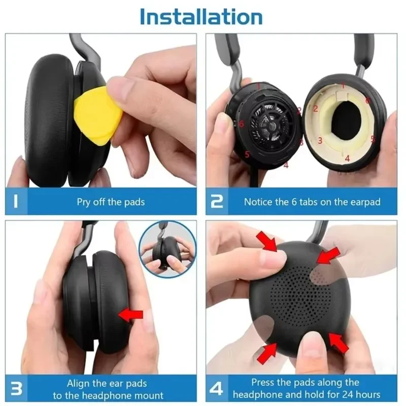 YAYINCC Ersatz-Ohrpolster aus Leder für Jabra ELITE 45H Evolve2 65 Kopfhörer, weiche Memory-Schaum-Ohrpolster 11.01 – Detail 4