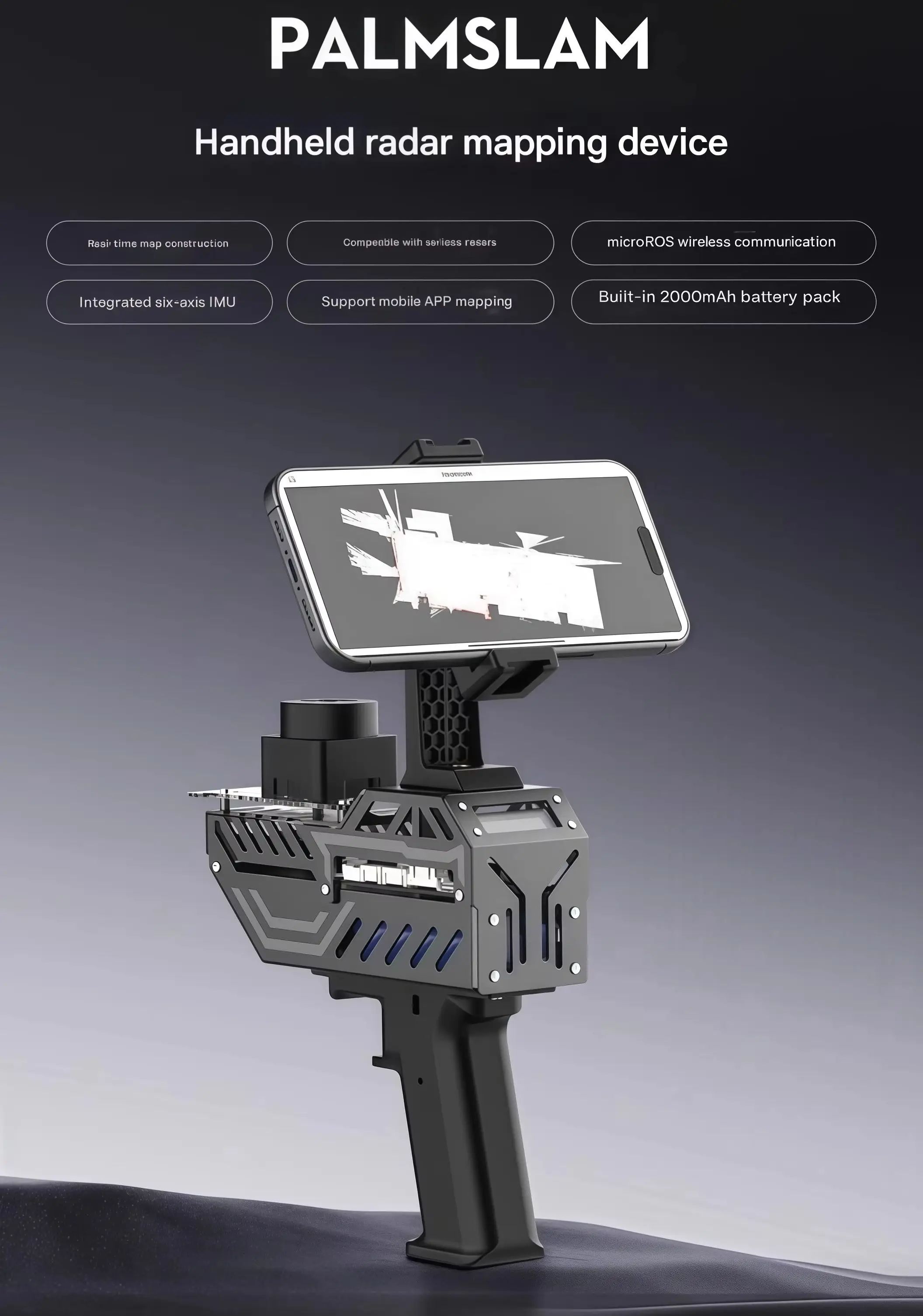 Handheld LiDAR PTZ SLAM Mapping Navigation Robot Positioning Sensor microROS