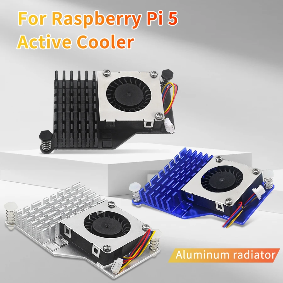 

ШИМ-регулируемая скорость Raspberry Pi 5, активный вентилятор-кулер, алюминиевый радиатор, черный, серебристый, синий, охлаждающий радиатор для RPI 5 Pi5