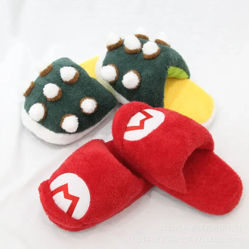 

Anime Mario Yoshi Dinosaur Plush Slippers Warm Cotton Shoes Thickened Non-slip PP Cotton Stuffed Christmas Gift for Couples