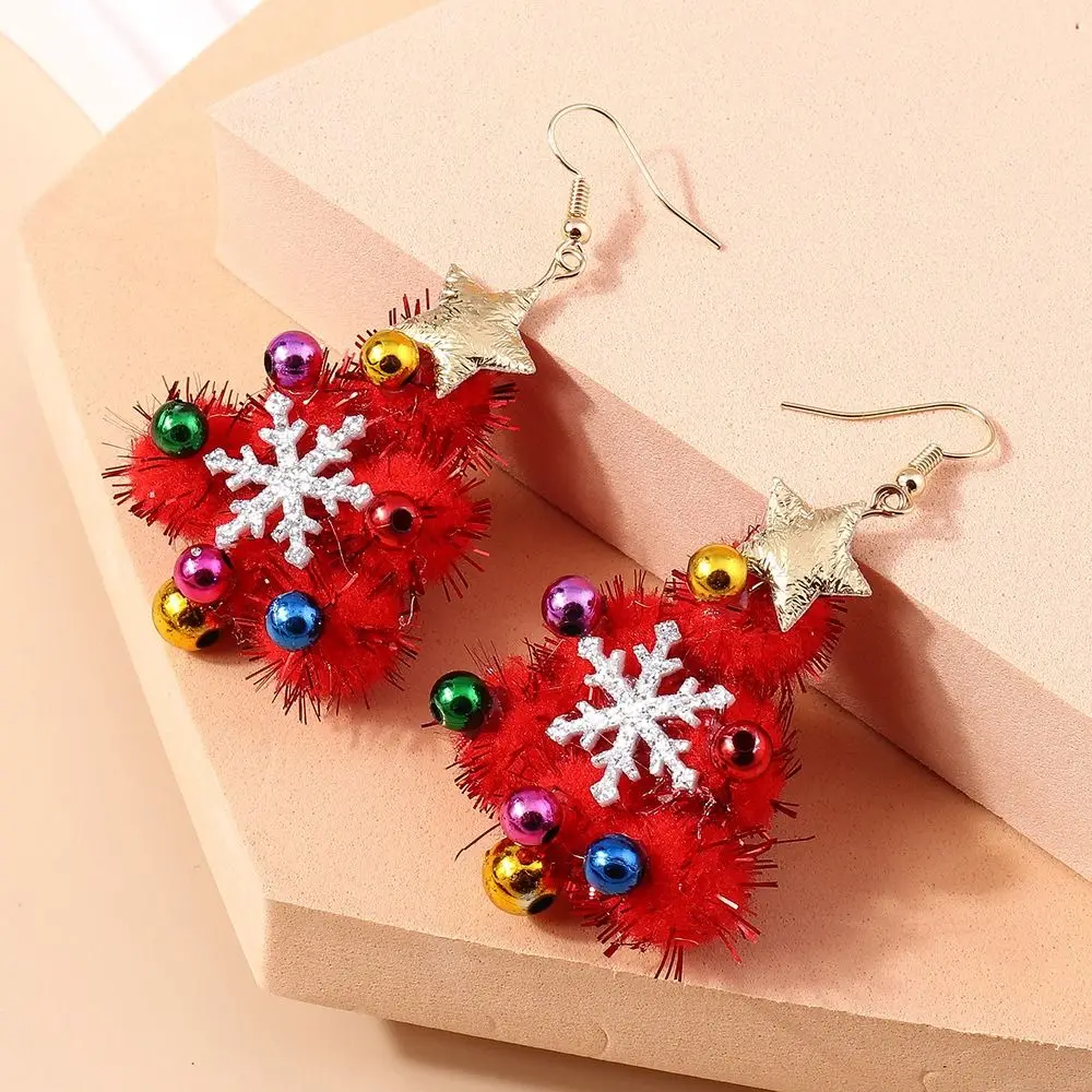 Merry Christmas Christmas Drop Earrings Xmas Tree Party Festival New Year Earrings Decoration Alloy Wreath Circle Earrings