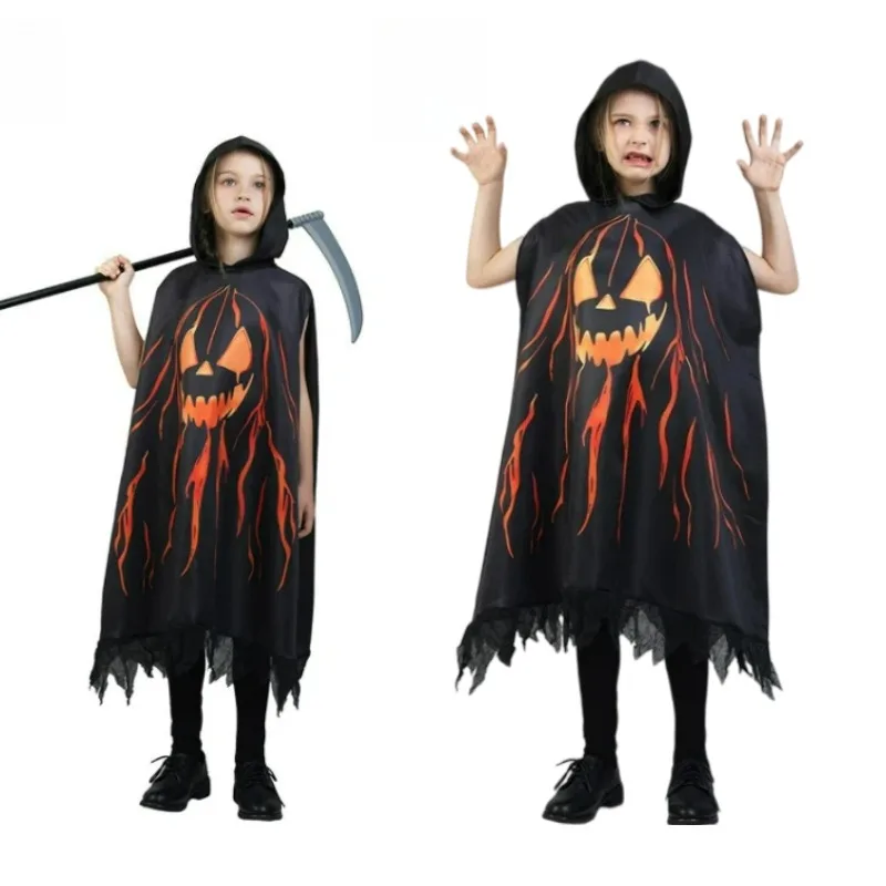 Disfraces de Halloween para niños, disfraz de calabaza, telaraña, esqueleto, capa fantasmal, capa para niños y niñas, disfraz para fiesta de carnaval