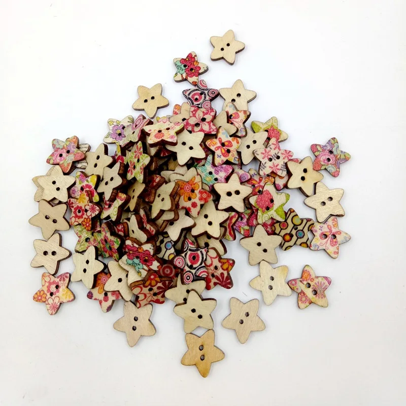 DIY houten spalk afdrukken perzik hart/pruimenbloesem/vijfpuntige ster/vierkante knop, liefde houtsnippers 100 per pak