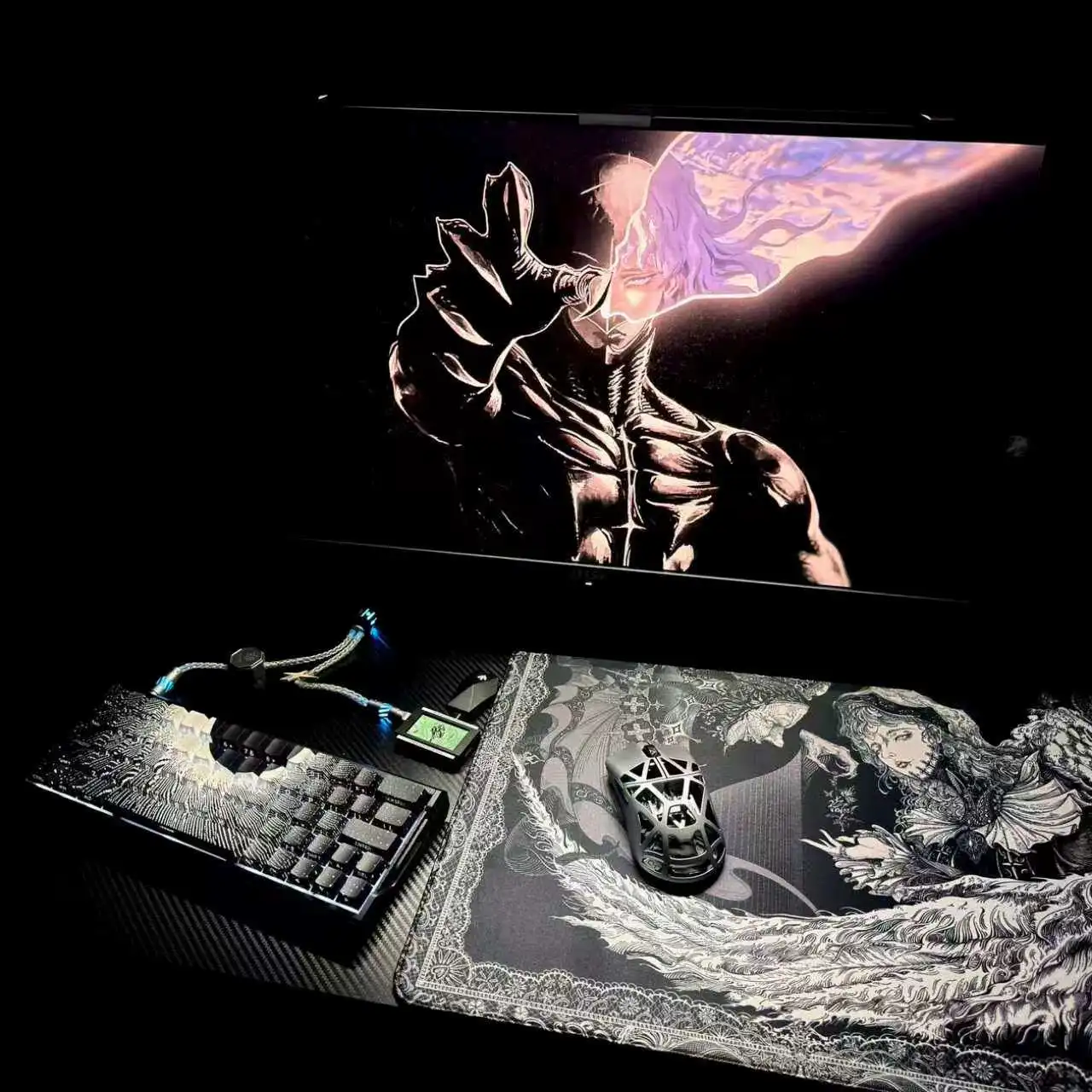 White Purple Coronal Style Berserk Keycaps Anime Cherry Dye-Sub PBT Mechanical Keyboard Game Key Cap Made68 Wooting 60He + Ace68