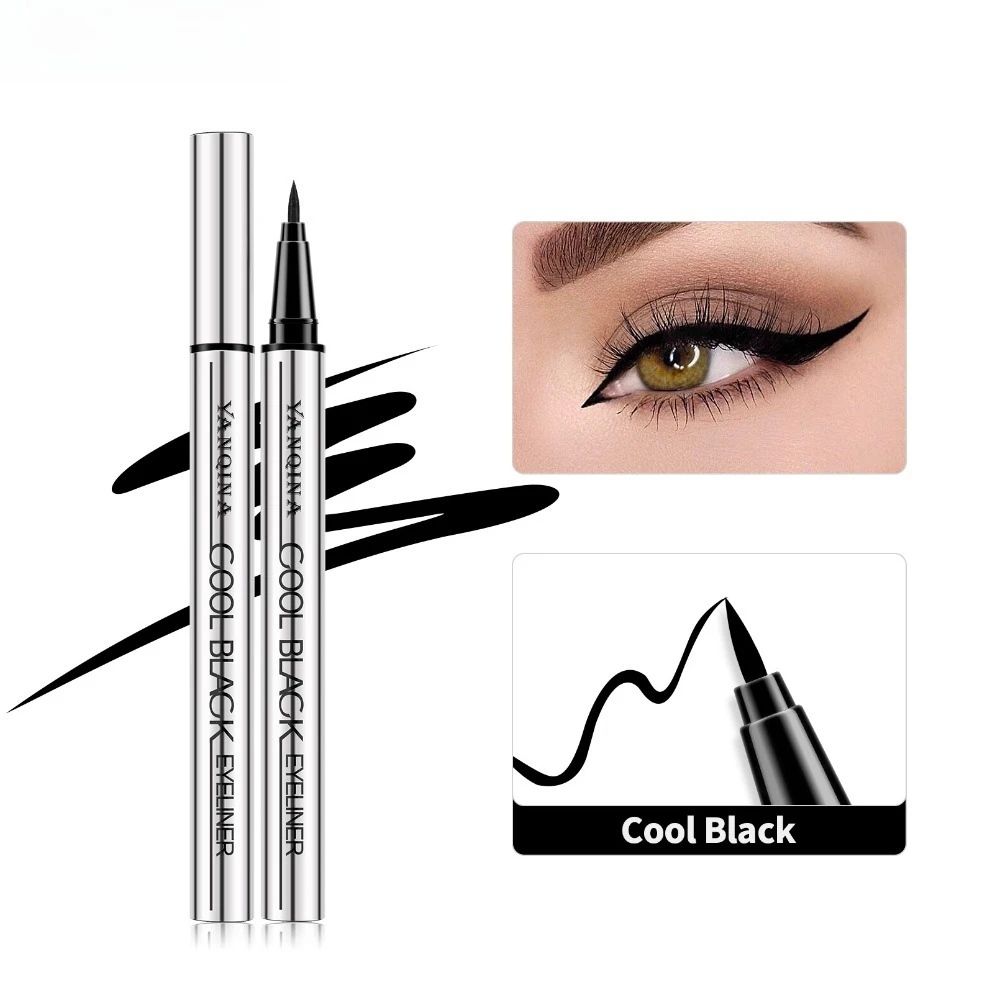 Waterproof Liquid Eyeliner Pen Quick Dry Deep Black Smudge Proof for Sweat Resistant Precise Ultra Fine Tip Beginner Friendly