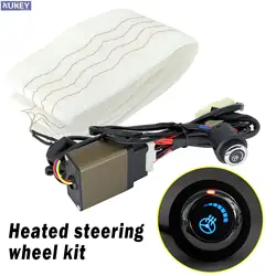 Car Heated Steering Wheel Cover Heater DIY Kit Pad Winter Blue Lamp Switch Hand Warmer 12V Interior Universal Truck Van