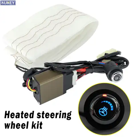 자동차 온수 스티어링 휠 커버 히터 DIY 키트 패드 겨울 파란색 램프 스위치 손 따뜻하게 12V 인테리어 범용 트럭 밴