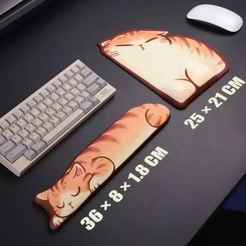 3D Cute Cat Shaped Wrist Rest Mouse Pad Kawaii Soft Memory Foam Ergonomic Support Creative Non-Slip Desk Mat for Office Gaming