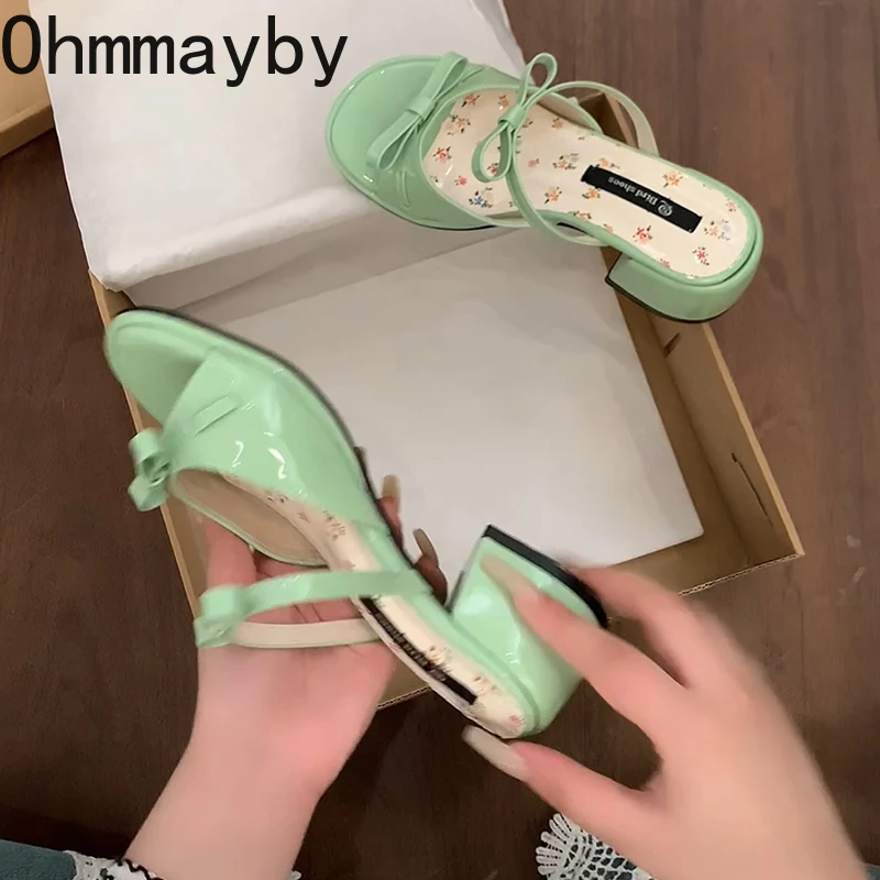 Summer Thick Heel Women Slippers Elegant Open Toe Dress Slides Ladies Concise Dancing Party Prom Shoes image 2