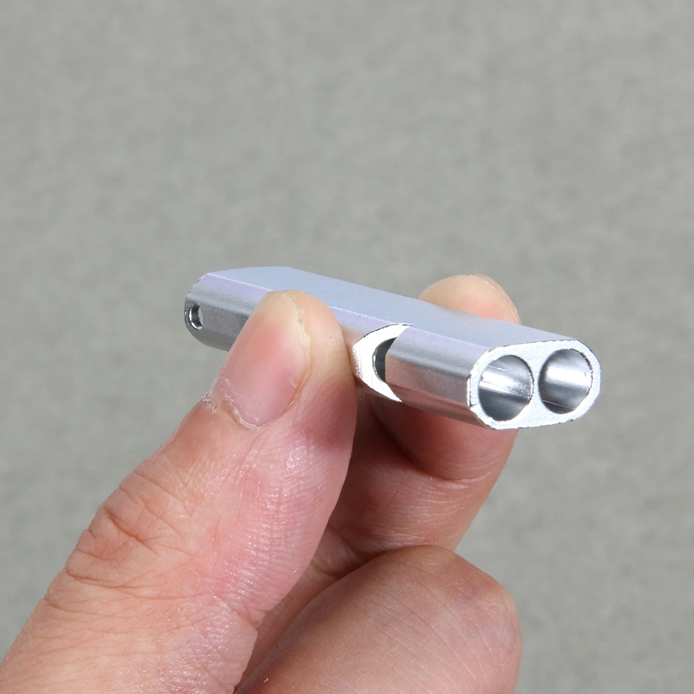 

Emergency Whistle with Keychain Outdoor Survival Whistle 2 Tube Dog Training Whistle Aluminum Alloy for Hunting Signaling