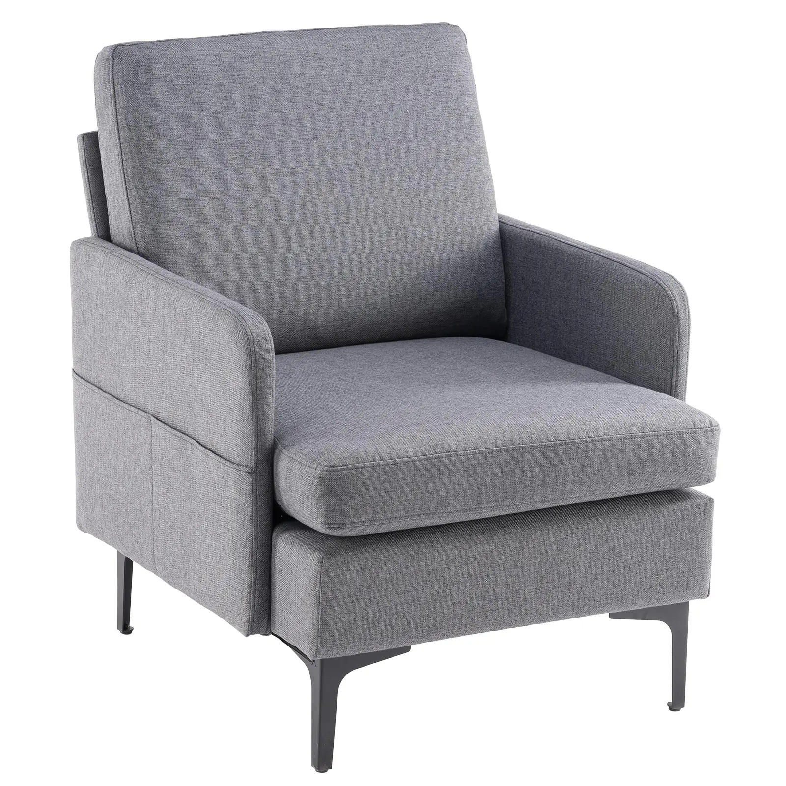 Comfy Dark Grey Lounge Chair - Stylish Single Sofa Accent for bedroom & Living Room