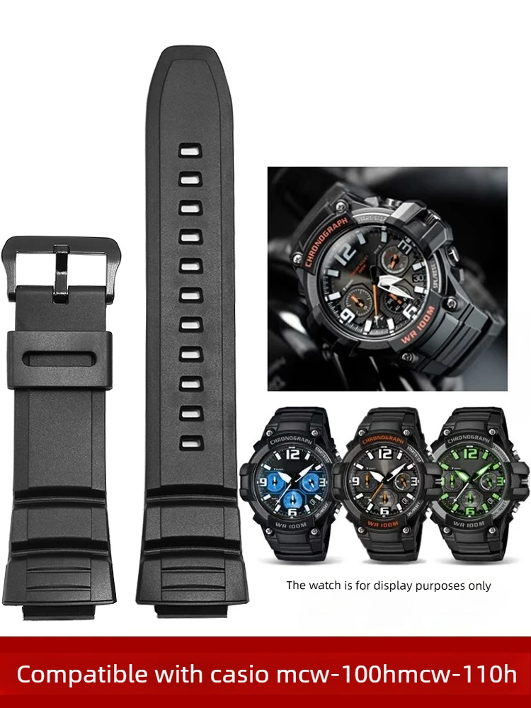 Подходит для силиконового ремешка Casio MCW-100H 110H W-S220, аксессуары для браслета из полимерной смолы, 16 мм, с выпуклым креплением