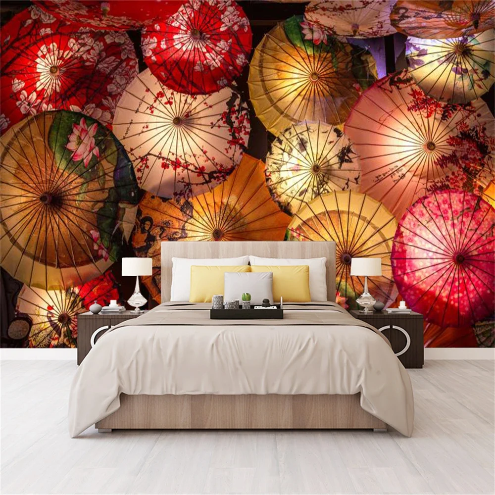 Custom papel de parede wall stickers Japanese umbrella Wallpaper for living Room art mural wallpapers home decor 3D decoration