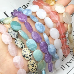 13X18mm Natural Faceted Oval Aquamarines Amethys Labradorite Loose Spacer Beads For Jewelry Making Diy Bracelet Necklace Pendant