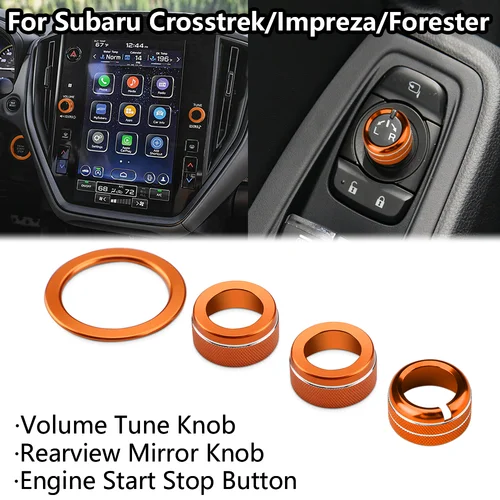Imagen 1 del producto Perilla de interruptor de espejos retrovisores de volumen de coche, cubierta decorativa para Subaru Crosstrek Impreza, botón pulsador de motor, anillo exterior para Forester