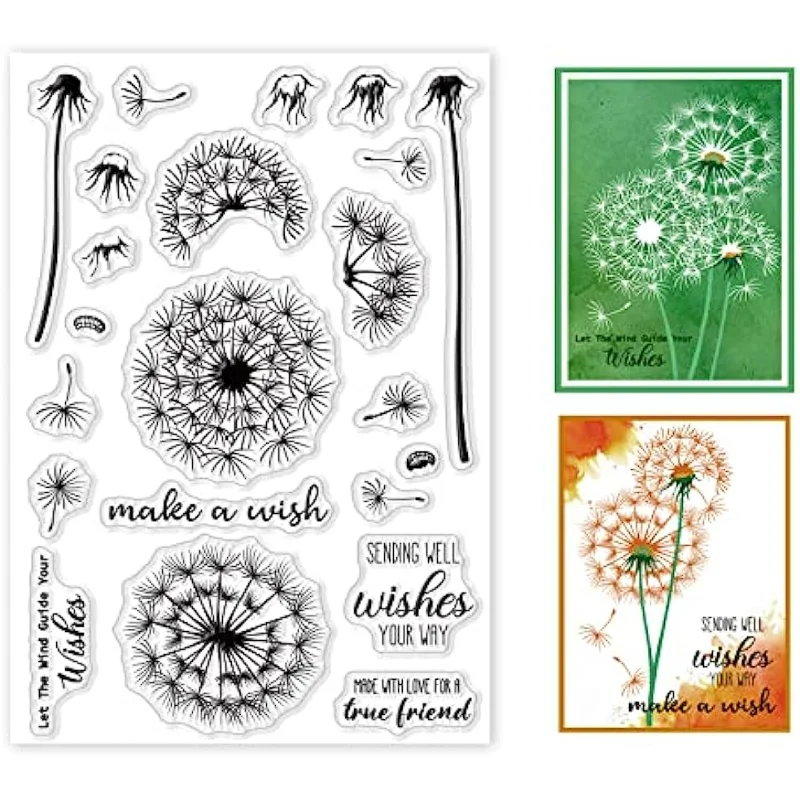 

Dandelion Clear Stamps for DIY Scrapbooking Decor Plant Blessing Transparent Silicone Stamps for Making Cards Photo Album Decor