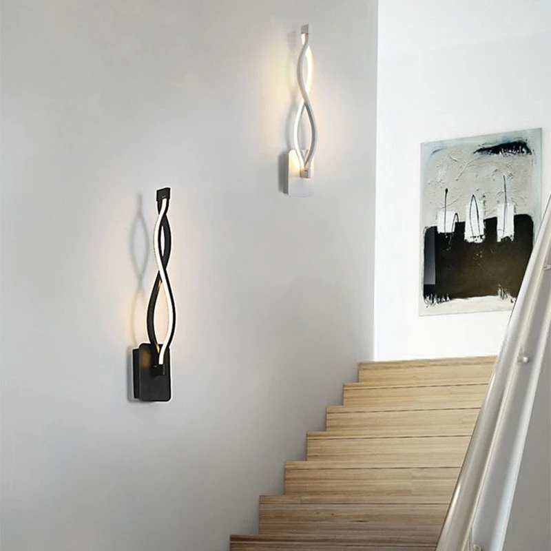 

Modern Wall Lamp Living Room Bedroom Balcony Corridor Headbed LED Indoor Black White Walkway Lighting Decorative Wall Light