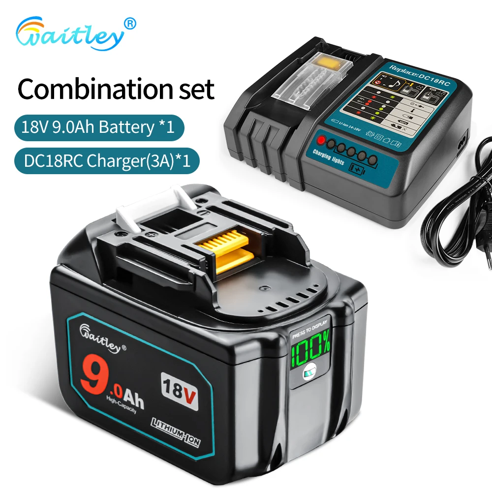 Waitley 18V batterij voor Makita elektrisch gereedschap vervangende accessoires BL1860 BL1850 / Li-ion oplaadbare batterijen