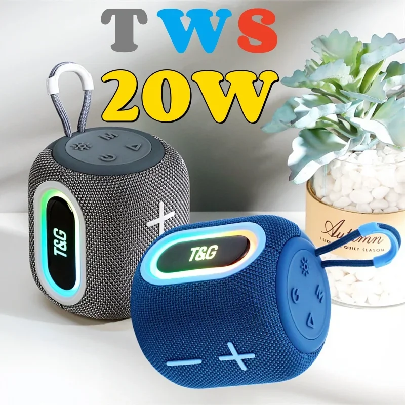 TG664 TWS Interconnected 20W Wireless Bluetooth Handheld Diaphragm Subwoofer Outdoor Portable LED colorful Light FM radio AUX