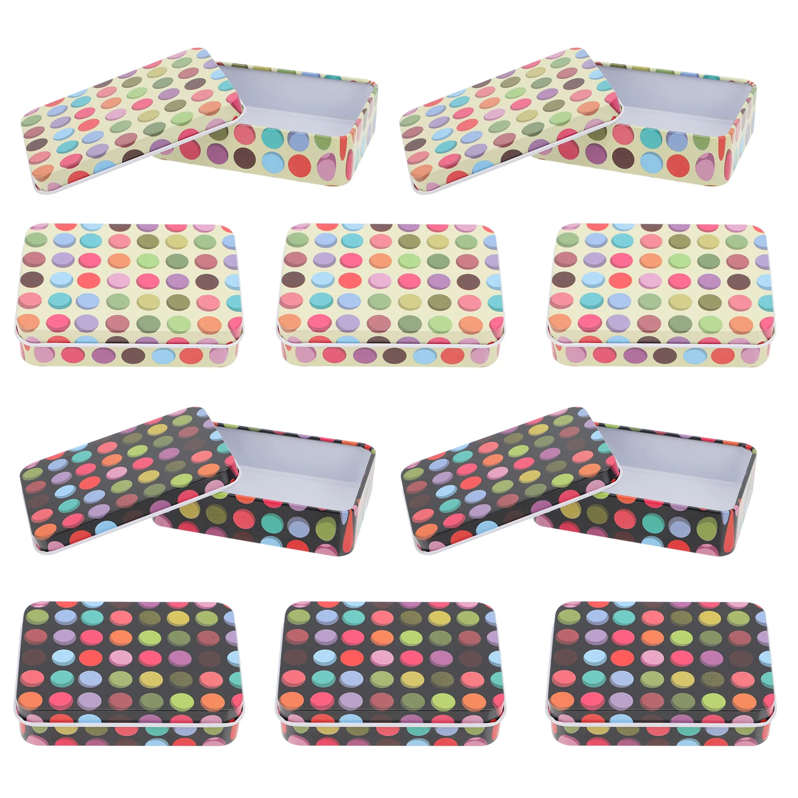 

10Pcs Colorful Dotted Tin Boxes Large Capacity Food Grade Iron Storage Sweets Gift Packaging Party Favors Containers