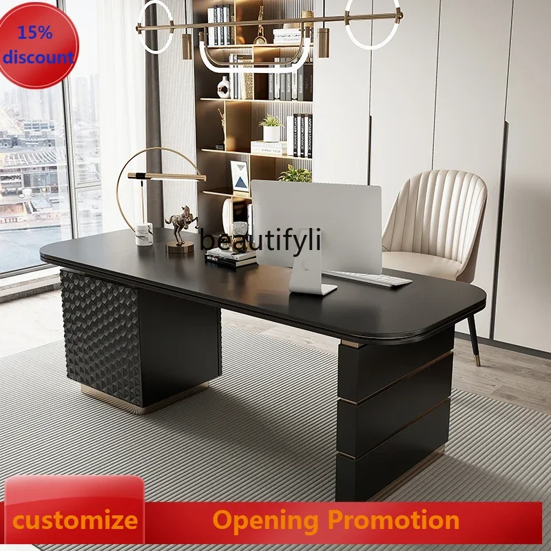 

Italian light luxury modern simple study computer office study combination desk integrated writing desk G1218