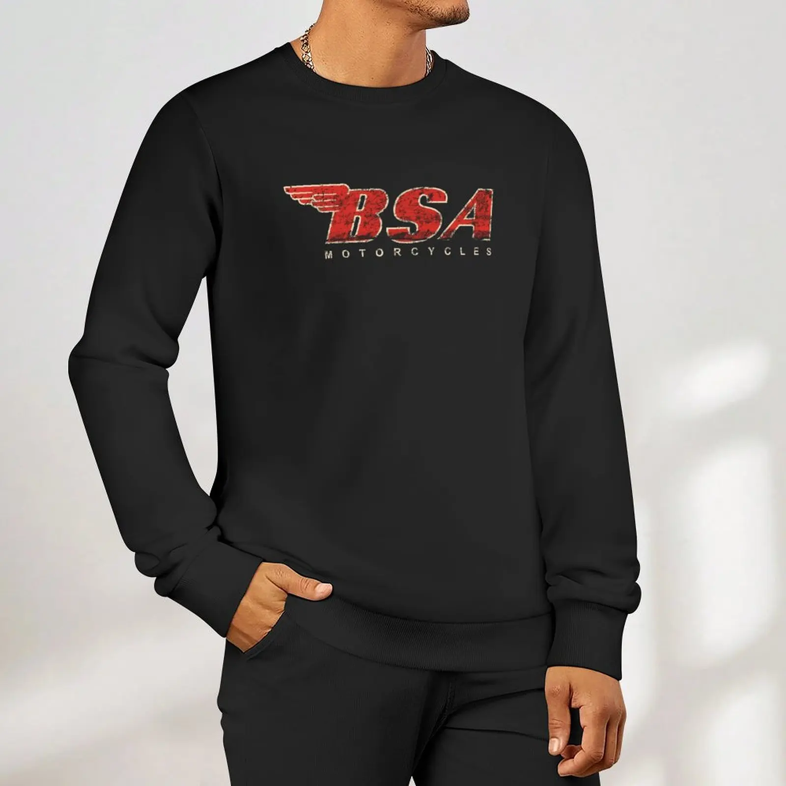 BSA-Camiseta con logotipo de diseño desgastado para motocicleta para hombre, sudadera coreana, chándales de otoño e invierno