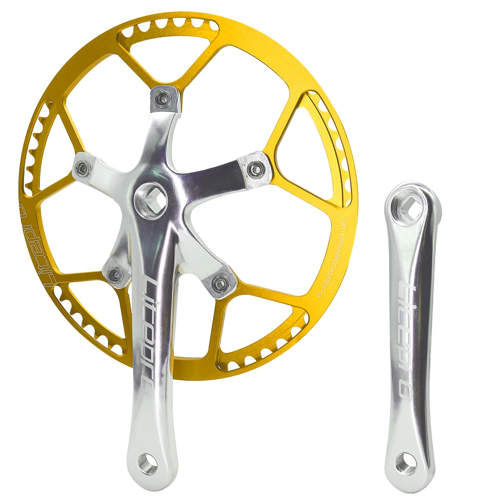 LP Litepro Bicycle Crankset 130 BCD Aluminum Alloy Hollow Inergrated 45 47 53 56 58T Bike Crankset Chainwheel for MTB Road Bike