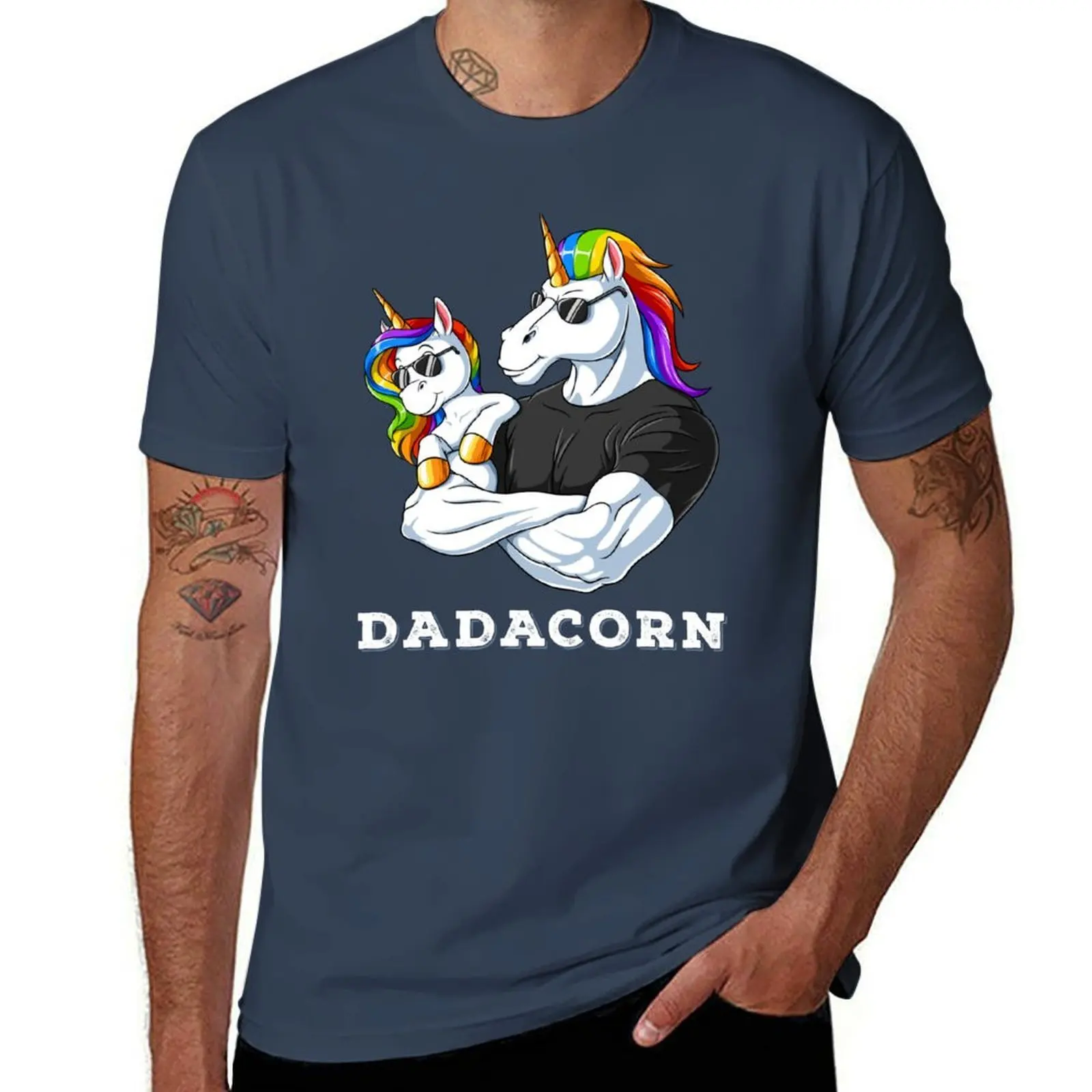 

Dadacorn Unicorn Dad and Baby Girl Birthday Princess Father's Day Daughter T-Shirt Big Size Short Sleeve Casual Top